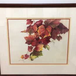 Beautiful Framed Autumn Leaves Watercolour