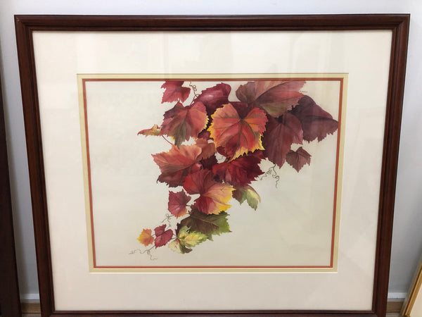 Beautiful Framed Autumn Leaves Watercolour