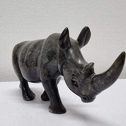 Vintage African Hand Carved Stone Rhino Sculpture