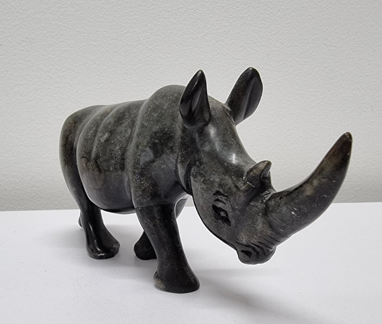 Vintage African Hand Carved Stone Rhino Sculpture