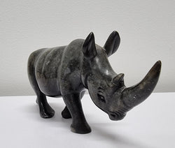 Vintage African Hand Carved Stone Rhino Sculpture | Antique & Vintage | Moonee Ponds Antiques | Australia Wide Delivery