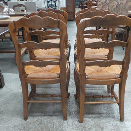Set of Six Fabulous French Oak Dining Chairs