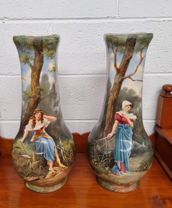 Pair of Victorian Hand Painted Decorative Vases | Antique & Vintage | Moonee Ponds Antiques | Australia Wide Delivery