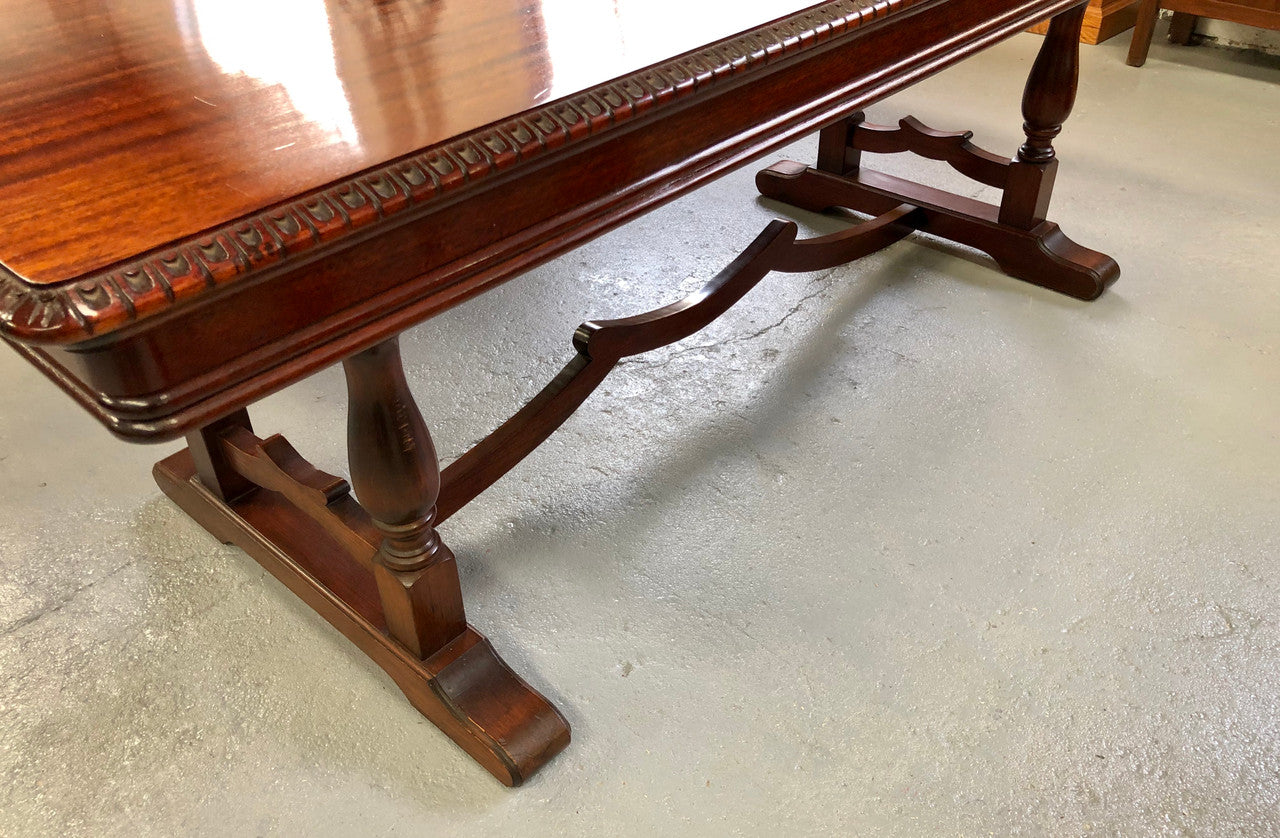 Mahogany Tudor Style Dining Table With Carved Edge | Antique & Vintage | Moonee Ponds Antiques | Australia Wide Delivery