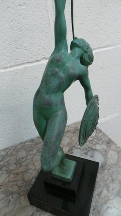 French Art Deco Sculpture Of Nude With Trumpet By Guerbe | Antique & Vintage | Moonee Ponds Antiques | Australia Wide Delivery