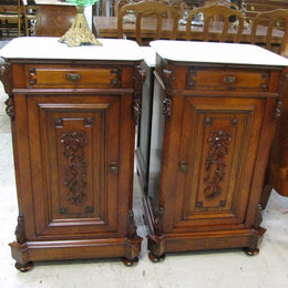 Pair Antique French Walnut Bedside