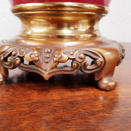 Pair Of 19th Century French Floral Brass & Bronze Mounted Cassolettes