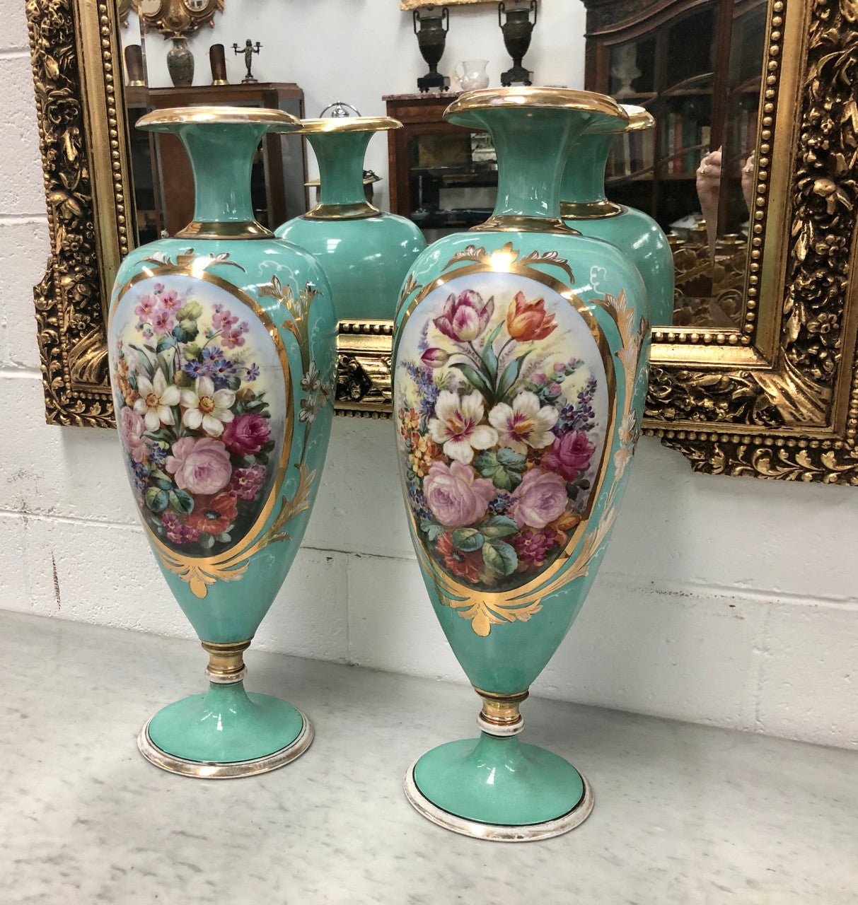 Pair Of Antique French Limoges Hand Painted Vases | Antique & Vintage | Moonee Ponds Antiques | Australia Wide