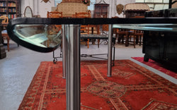 Striking & Distinctive Vintage FIAM Italia Designer Curved Edge Glass Desk | Antique & Vintage | Moonee Ponds Antiques | Australia Wide Delivery