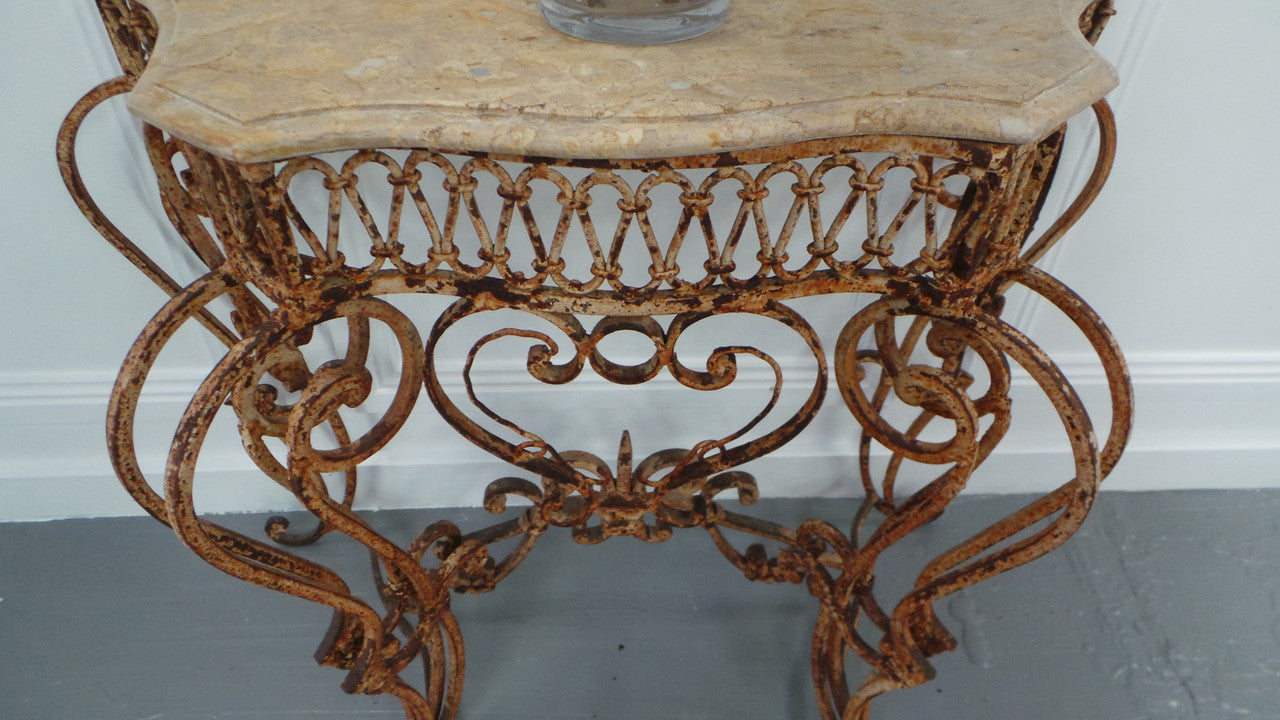French Style Ornate Wrought Iron Marble Top Table | Antique & Vintage | Moonee Ponds Antiques | Australia Wide Delivery