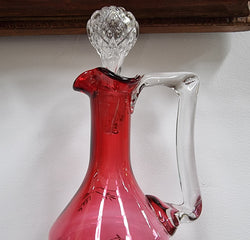 Victorian Etched Ruby Claret Jug With Original Stopper | Antique & Vintage | Moonee Ponds Antiques | Australia Wide Delivery