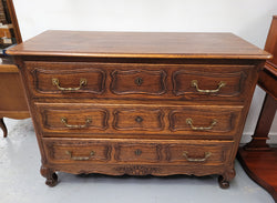 French Provincial Oak Three Drawer Wooden Top Commode | Antique & Vintage | Moonee Ponds Antiques | Australia Wide Delivery