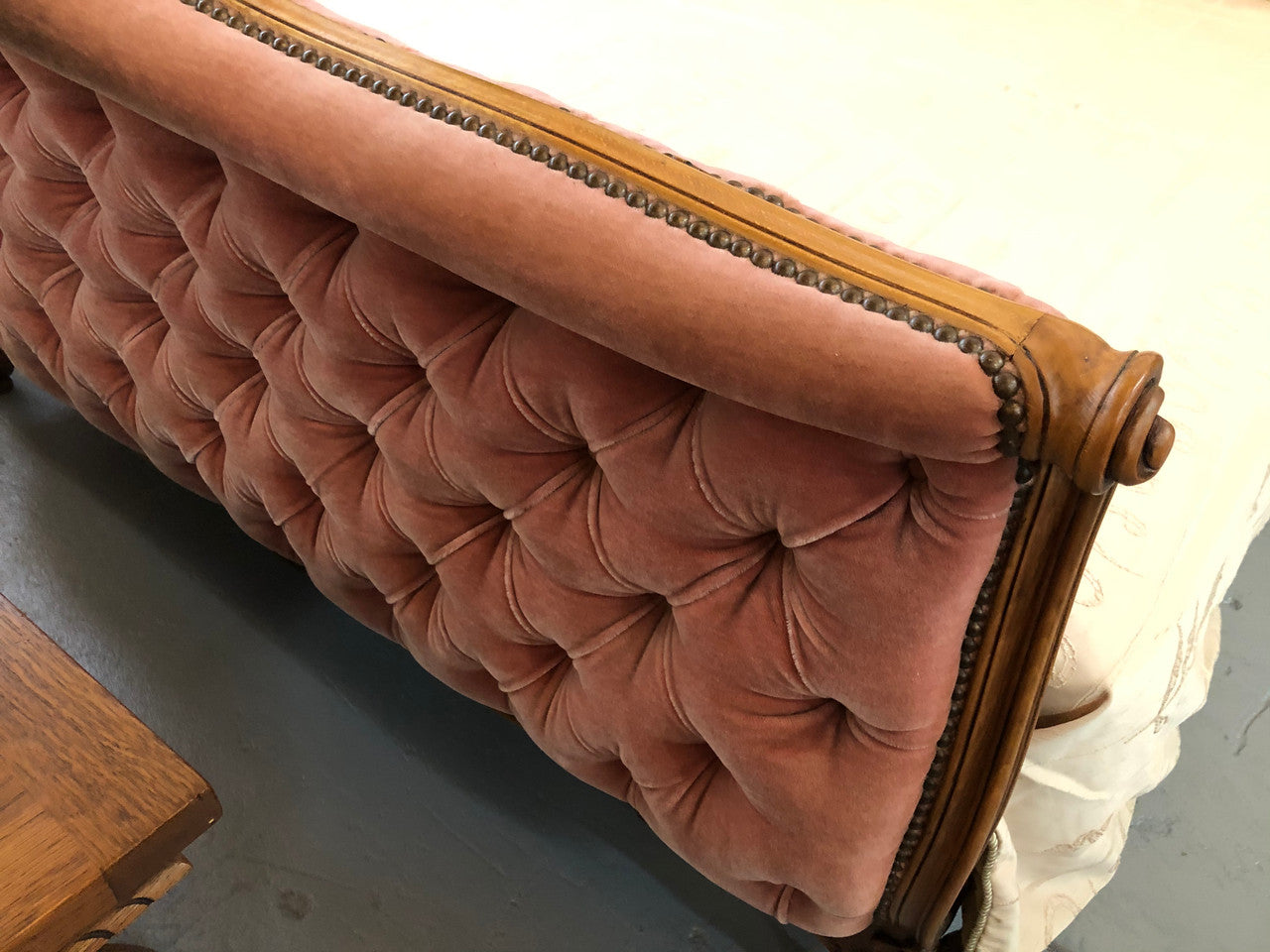 Beautiful French Walnut Upholstered Bed | Antique & Vintage | Moonee Ponds Antiques | Australia Wide Delivery