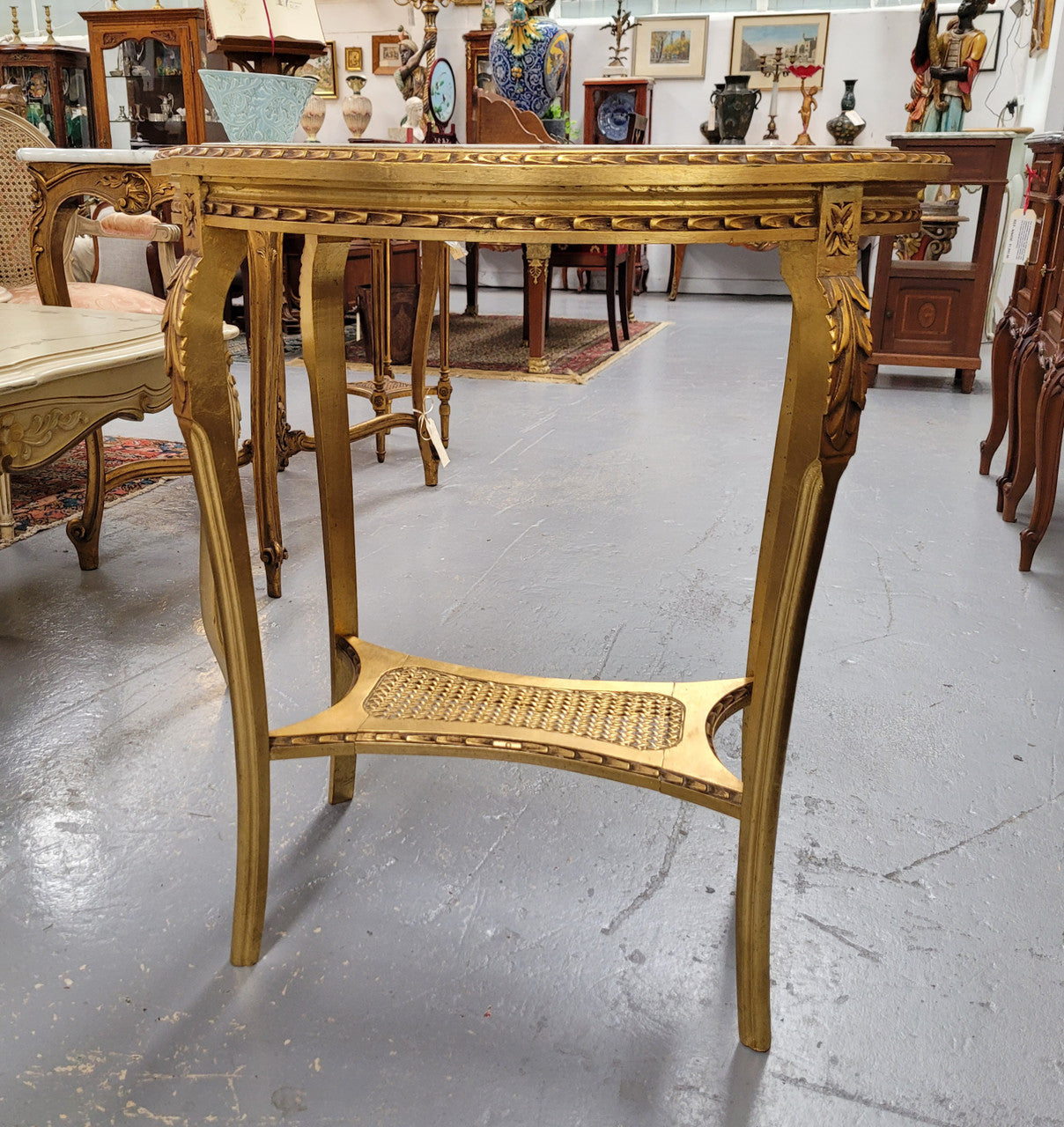 Impressive French Oval Louis XVI Style Gilt & White Marble Topped Side Table | Antique & Vintage | Moonee Ponds Antiques | Australia Wide Delivery