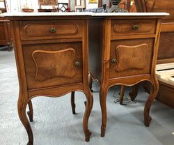 Pair Of French Walnut Marble Top Bedsides | Antique & Vintage | Moonee Ponds Antiques | Australia Wide Delivery