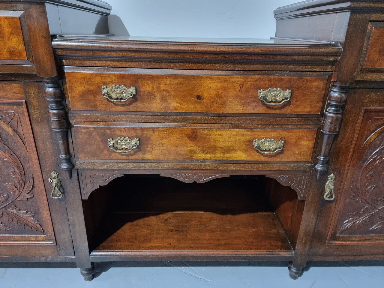 Walnut Sideboard Base Cupboards & Four Drawers