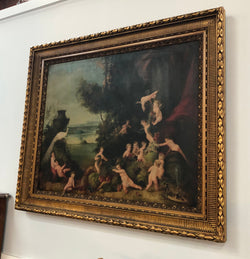 Large French Oil On Canvas Of Romantic Scene With Cherubs | Antique & Vintage | Moonee Ponds Antiques | Australia Wide Delivery