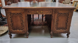 Superb Louis XV Style French Oak Full Partners Desk With Leather Top | Antique & Vintage | Moonee Ponds Antiques | Australia Wide Delivery