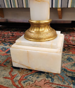 Pair of Imposing Alabaster Marble & Bronze Pedestals | Antique & Vintage | Moonee Ponds Antiques | Australia Wide Delivery