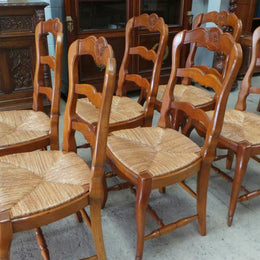 Set of Six French Fruit wood Ladder Back Chairs