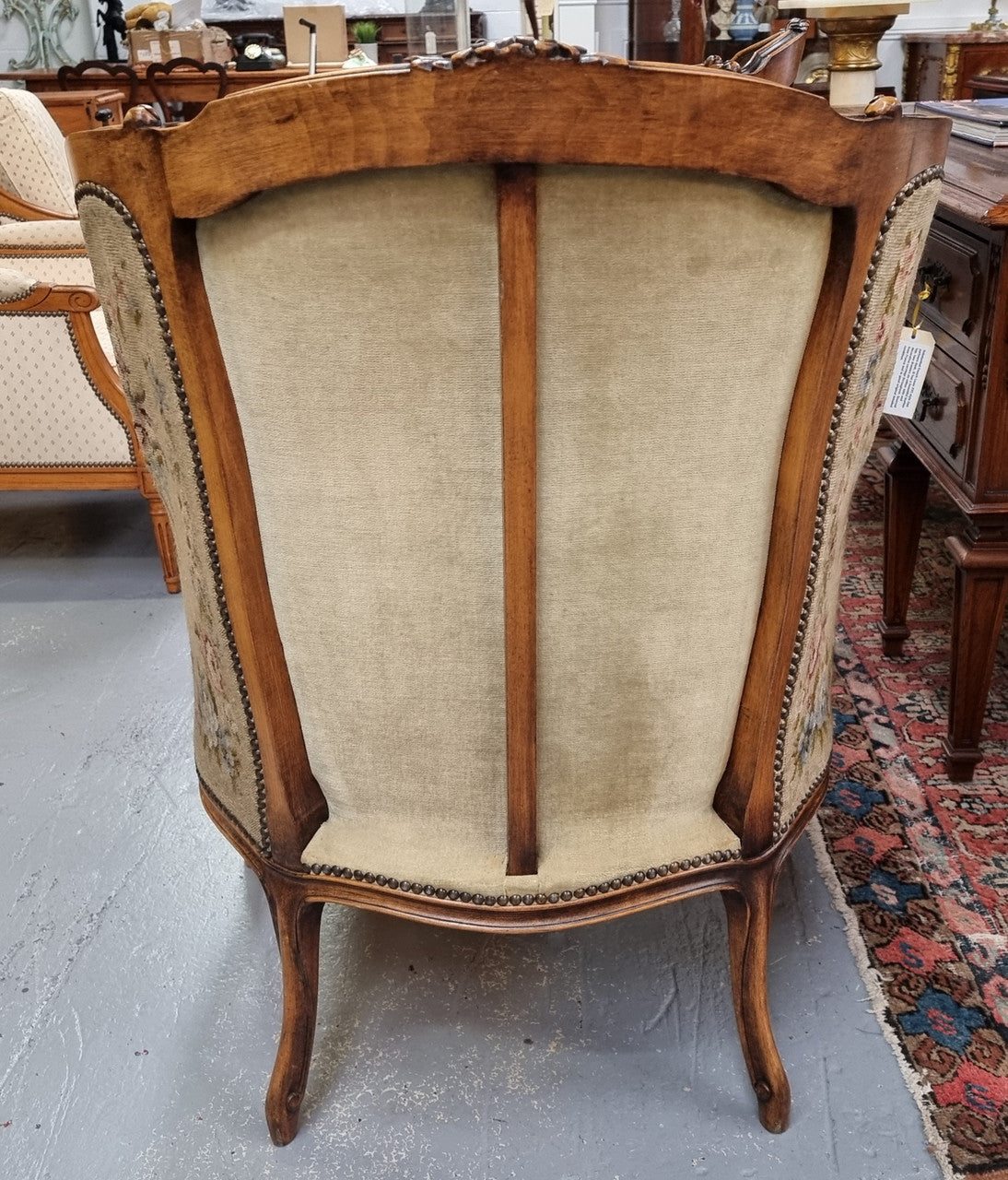 Pair of amazing French Walnut tapestry covered armchairs. The tapestry is in very good condition, please view photos as they form part of the description. Sourced from France and is in good original detailed condition.