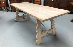 Limed French Oak Farmhouse Table With Decorative Iron Base | Antique & Vintage | Moonee Ponds Antiques | Australia Wide Delivery