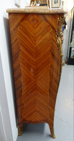 French Louis XV Style Marquetry Kingwood And Walnut Inlaid Marble Top Cabinet | Antique & Vintage | Moonee Ponds Antiques | Australia Wide Delivery