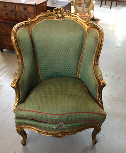 Charming Louis XV Glided Walnut Chair - Carved Bergère | Antique & Vintage | Moonee Ponds Antiques | Australia Wide Delivery