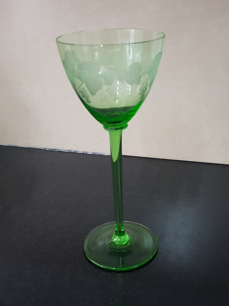 Green Etched Goblet