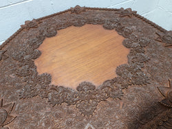 Heavily Carved Teakwood Round Chinese Coffee Table | Antique & Vintage | Moonee Ponds Antiques | Australia Wide Delivery