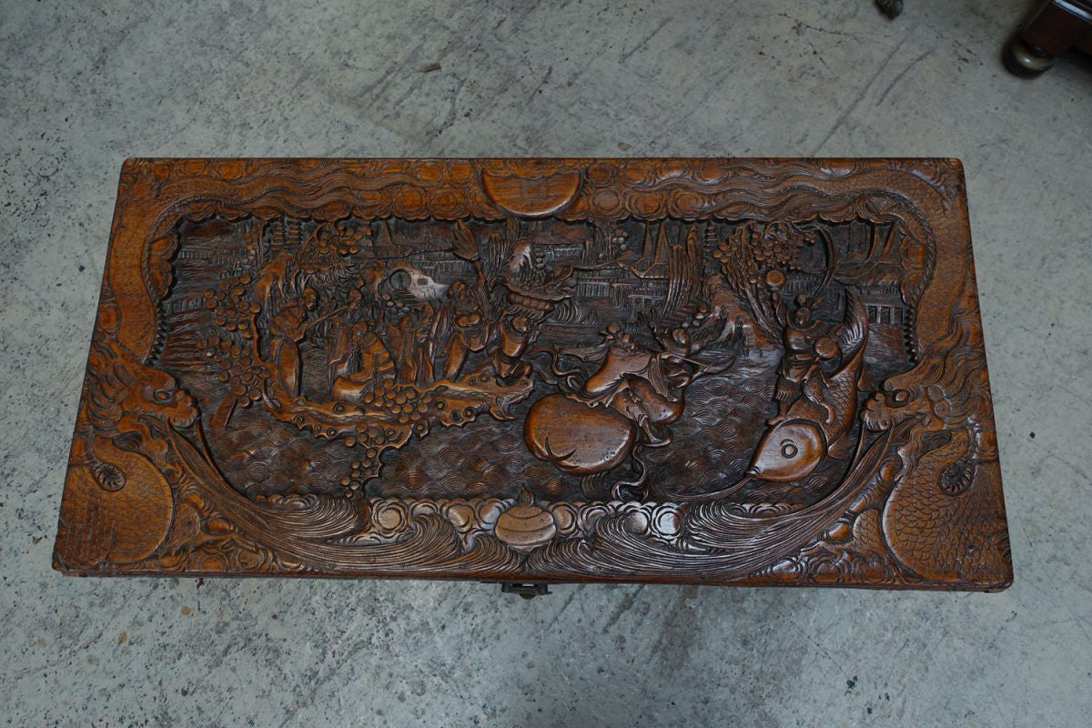 Carved Chinese Camphor Wood Trunk