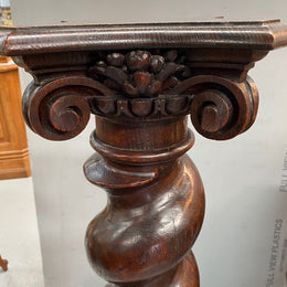 Antique French 19th century barley twist Oak pedestal with great patina. Circa 1860 and it is in very good original condition.