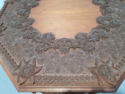 Heavily Carved Teakwood Round Chinese Coffee Table | Antique & Vintage | Moonee Ponds Antiques | Australia Wide Delivery