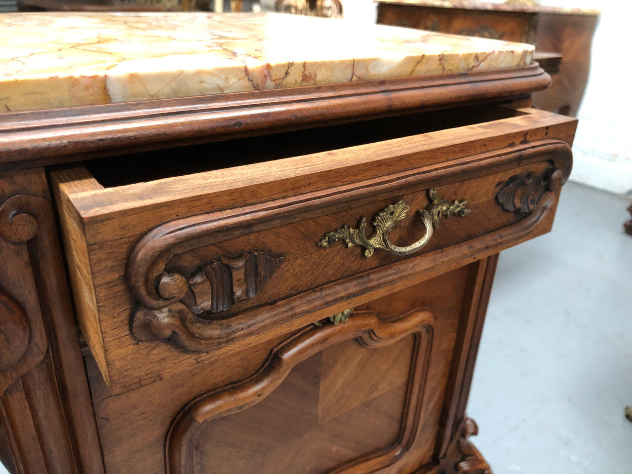 Beautiful Pair Of French Carved Bedside Cabinets | Antique & Vintage | Moonee Ponds Antiques | Australia Wide Delivery