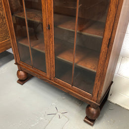 English Oak Tudor Style Bookcase/Display Cabinet