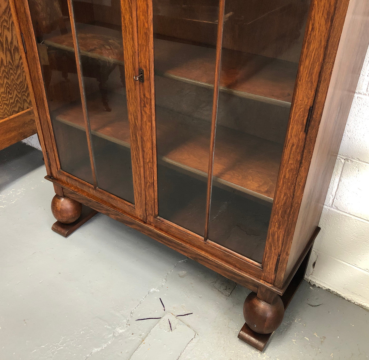 English Oak Tudor Style Bookcase-Display Cabinet | Antique & Vintage | Moonee Ponds Antiques | Australia Wide Delivery