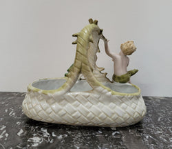 Late Victorian China Basket Decorated With Floral & Child Figure | Antique & Vintage | Moonee Ponds Antiques | Australia Wide Delivery