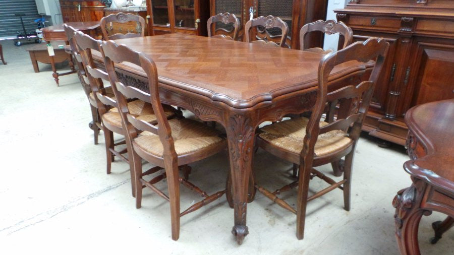 Large Carved French Oak Extension Table