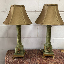 Pair Of French Onyx Lamps With Shades