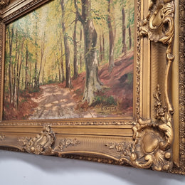 Amazing French signed oil on canvas painting of trees, it is framed in a lovely gilt frame. In good original condition. Please see photos as they form part of the description.