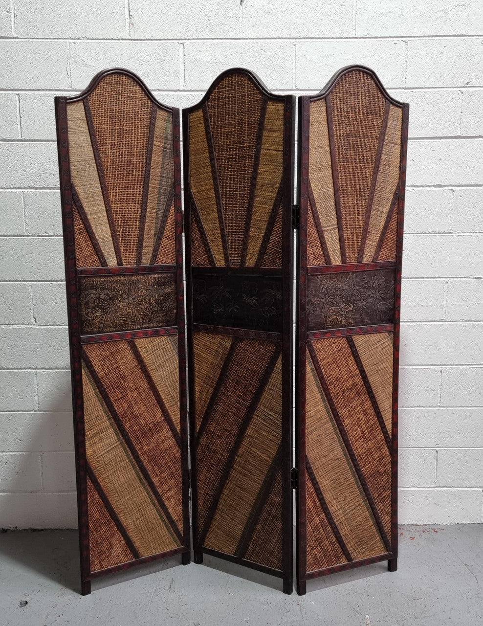 Vintage Three Panel Room Divider With Elephants | Antique & Vintage | Moonee Ponds Antiques | Australia Wide Delivery