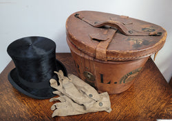 Black Silk Top Hat Manufactured by The Buzolich Family, Melbourne Between 1910 – 1927 (Now City Hatters Flinders Street) | Antique & Vintage | Moonee Ponds Antiques | Australia Wide Delivery