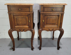 French Oak Louis 15th Style Marble Top Bedside Cabinets | Antique & Vintage | Moonee Ponds Antiques | Australia Wide Delivery