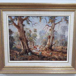 Oil On Board By Bill Ambagtsheer Titled "Grazing Near Beechworth "