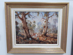 Oil On Board By Bill Ambagtsheer Titled "Grazing Near Beechworth " | Antique & Vintage | Moonee Ponds Antiques | Australia Wide Delivery