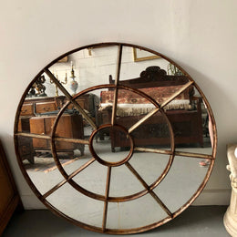 French Cast Iron Round Garden Mirror