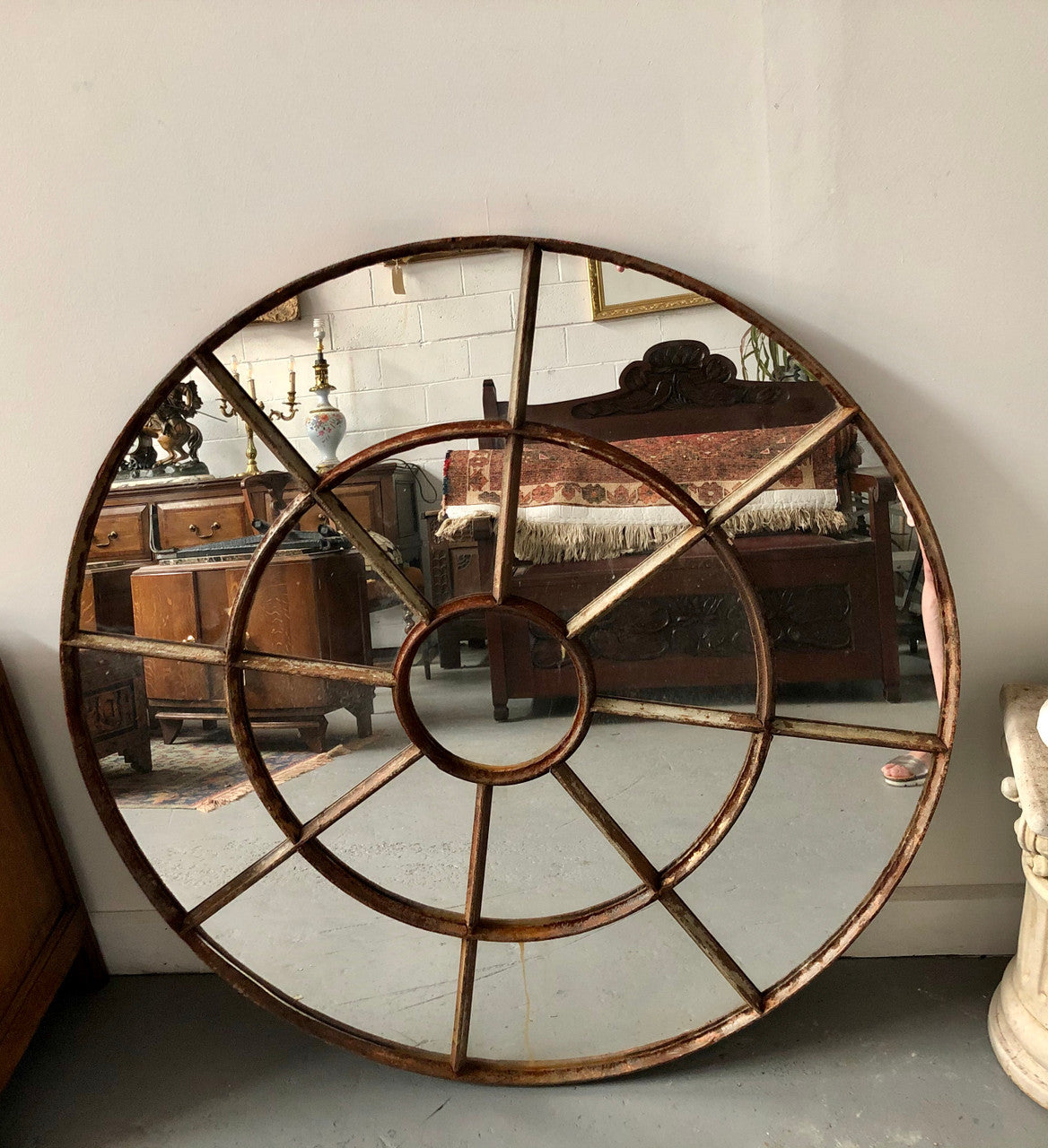 French Cast Iron Round Garden Mirror | Antique & Vintage | Moonee Ponds Antiques | Australia Wide Delivery