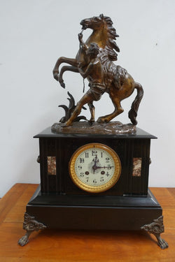 French Clock With A Marly Horse | Antique & Vintage | Moonee Ponds Antiques | Australia Wide Delivery