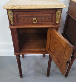 French Oak Pair of Louis 16th Style Marble Top Bedsides | Antique & Vintage | Moonee Ponds Antiques | Australia Wide Delivery