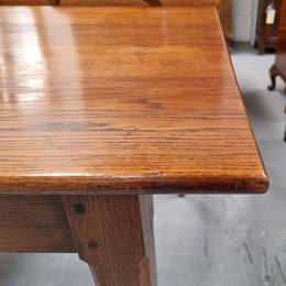 Antique French Oak Farmhouse table in fully restored condition. Features a single drawer and tapered legs.